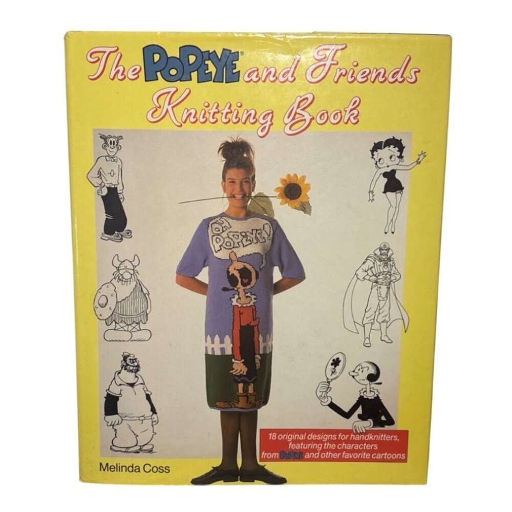 Popeye & Friends Knitting Book Melinda Coss Hardcover 1989 18 Cartoon Patterns